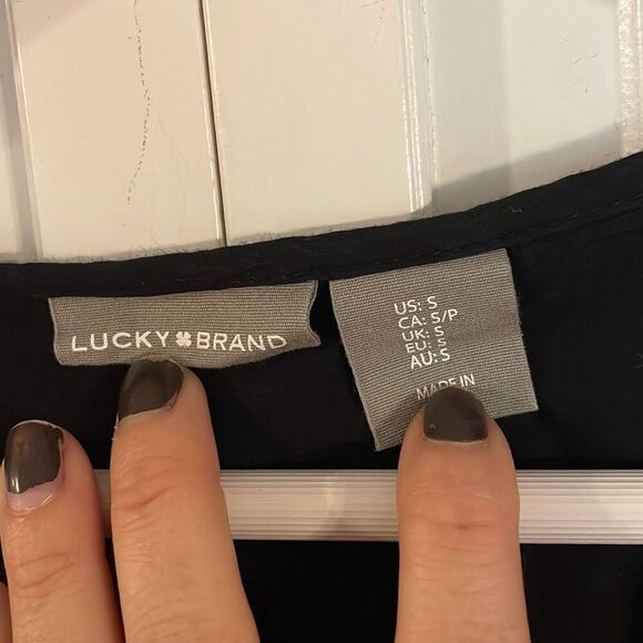 Lucky Brand black and white embroidered tiered midi dress small - Picture 6 of 13